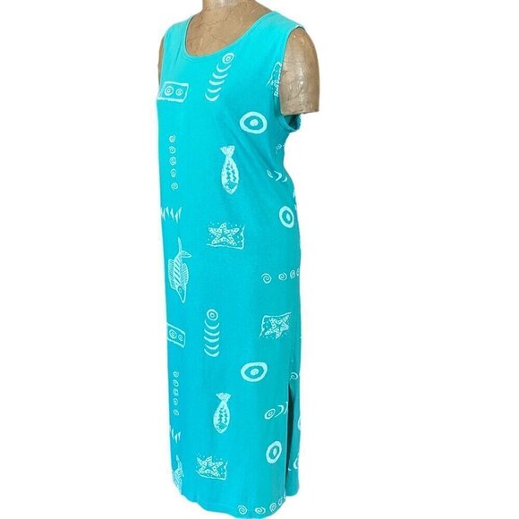 EXIST Beach Fish Graphic Print Sleeveless T-Shirt/Tank Midi Dress M Cotton - Picture 4 of 8